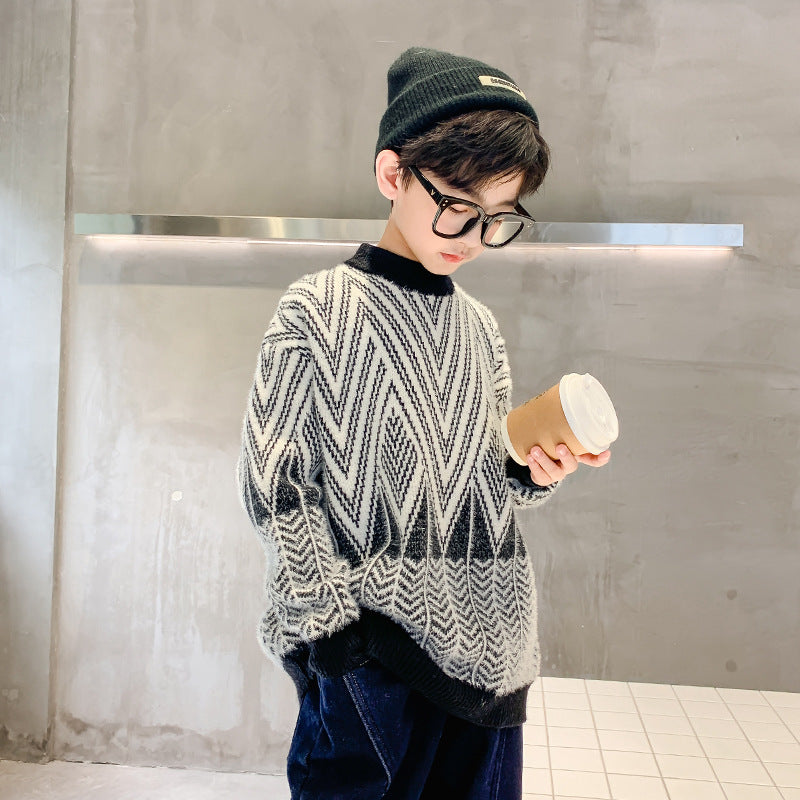Fluffy Winter Knitted Sweater for Boys