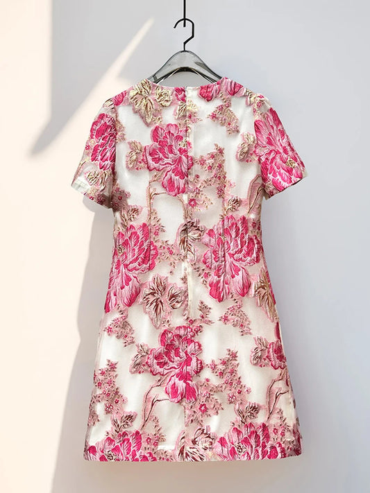 Women's Luxury Organza Embroidery Beaded A-Line Dress — French Elegant Style