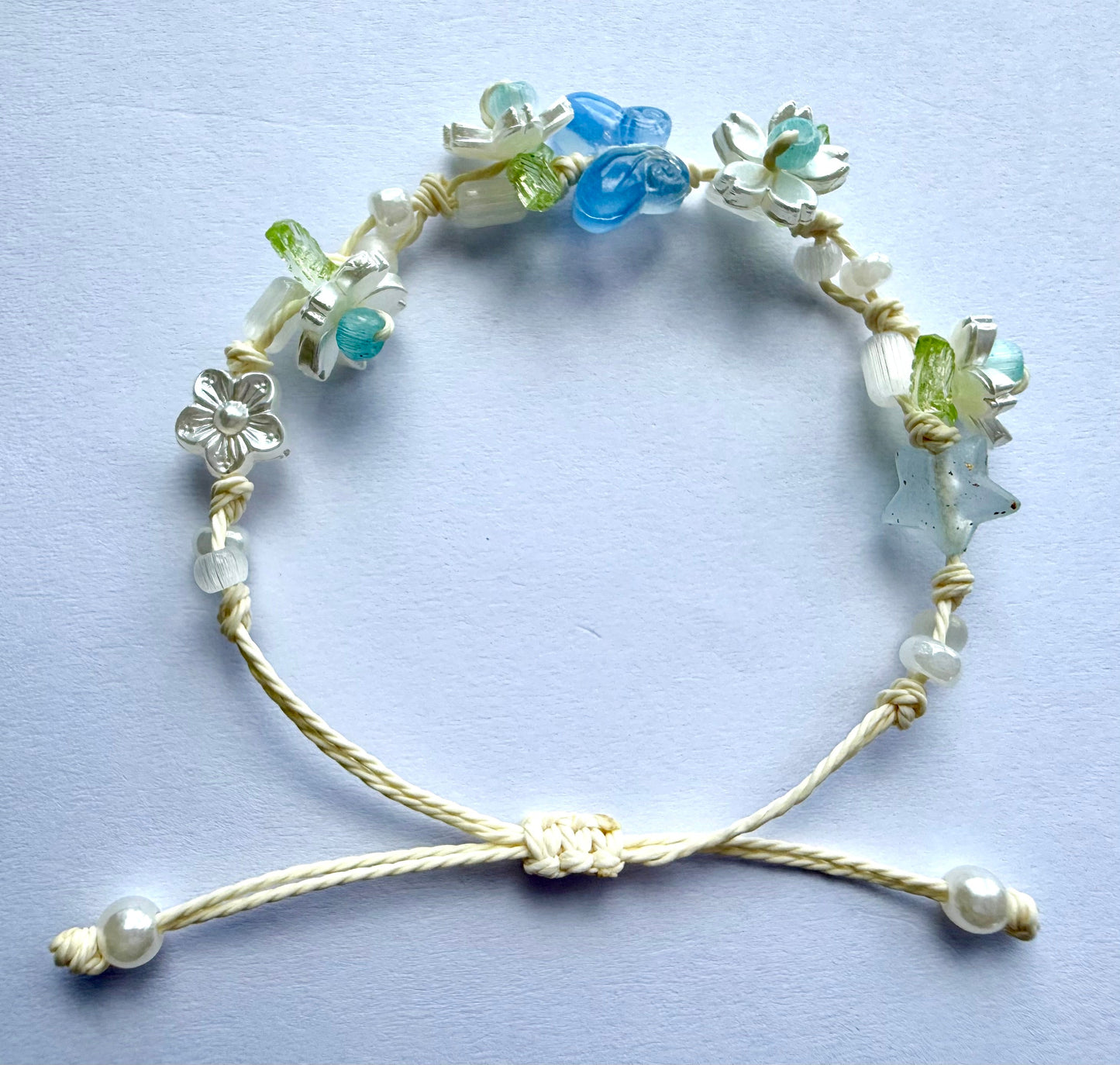 Blue Butterfly Apricot Blossom Bracelet