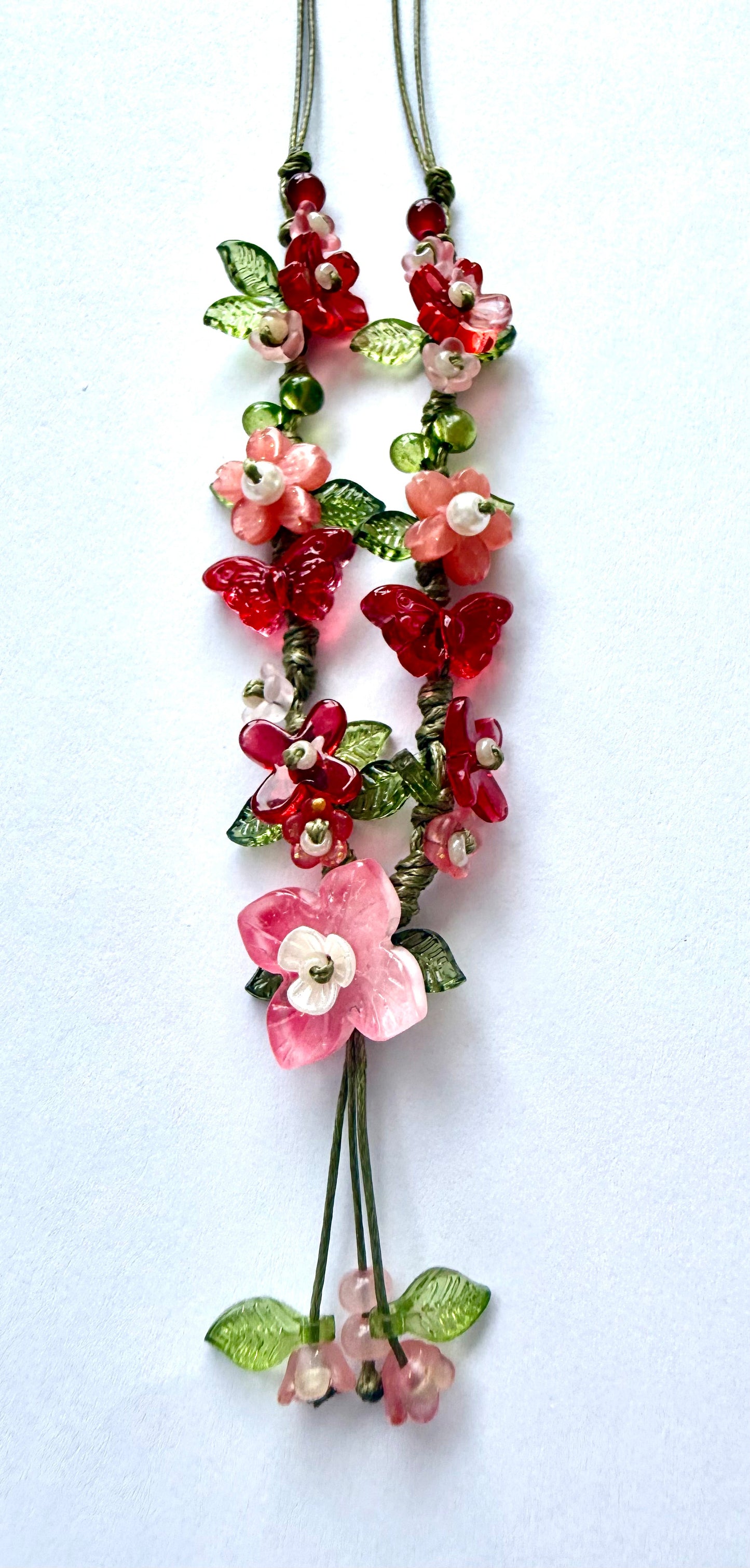 Red Hydrangea Handmade Necklace