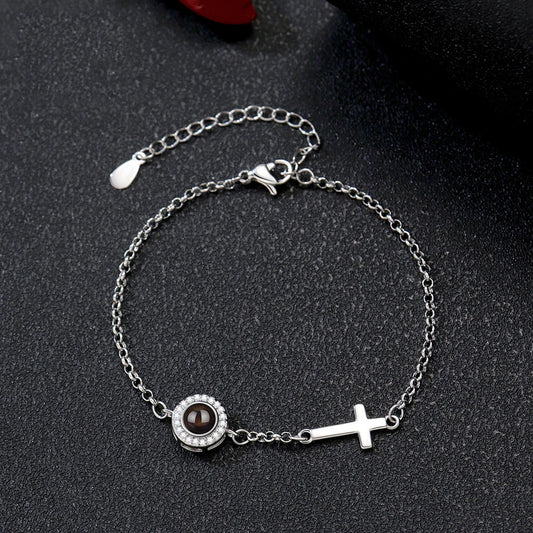 Personalized Photo Projection Cross Bracelet