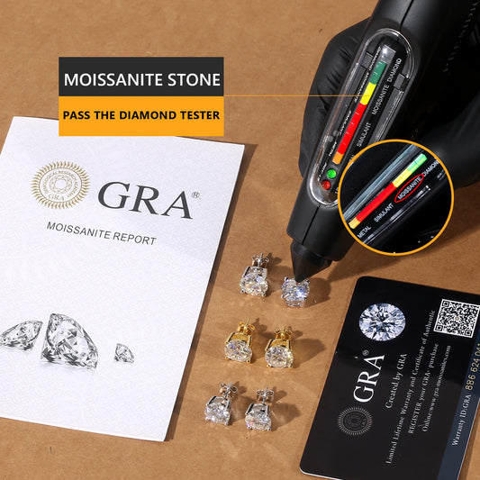Moissanite Stud Earrings 925 Sterling Silver with GRA Certificate
