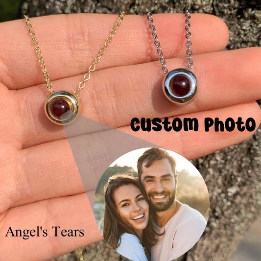 Personalized Crystal Photo Projection Necklace — Angel's Tears Pendant