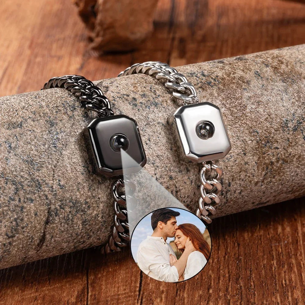 Personalized Custom Photo Projection Bracelet β CE Certified Stainless Steel Square Design