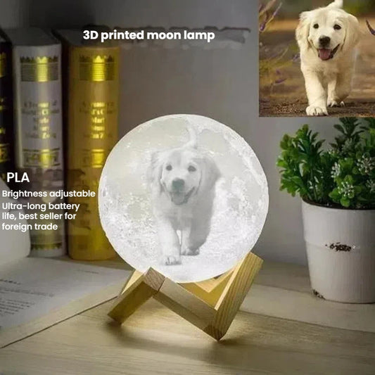 Personalized 3D Printed Moon Night Light | LED Bedside Lamp