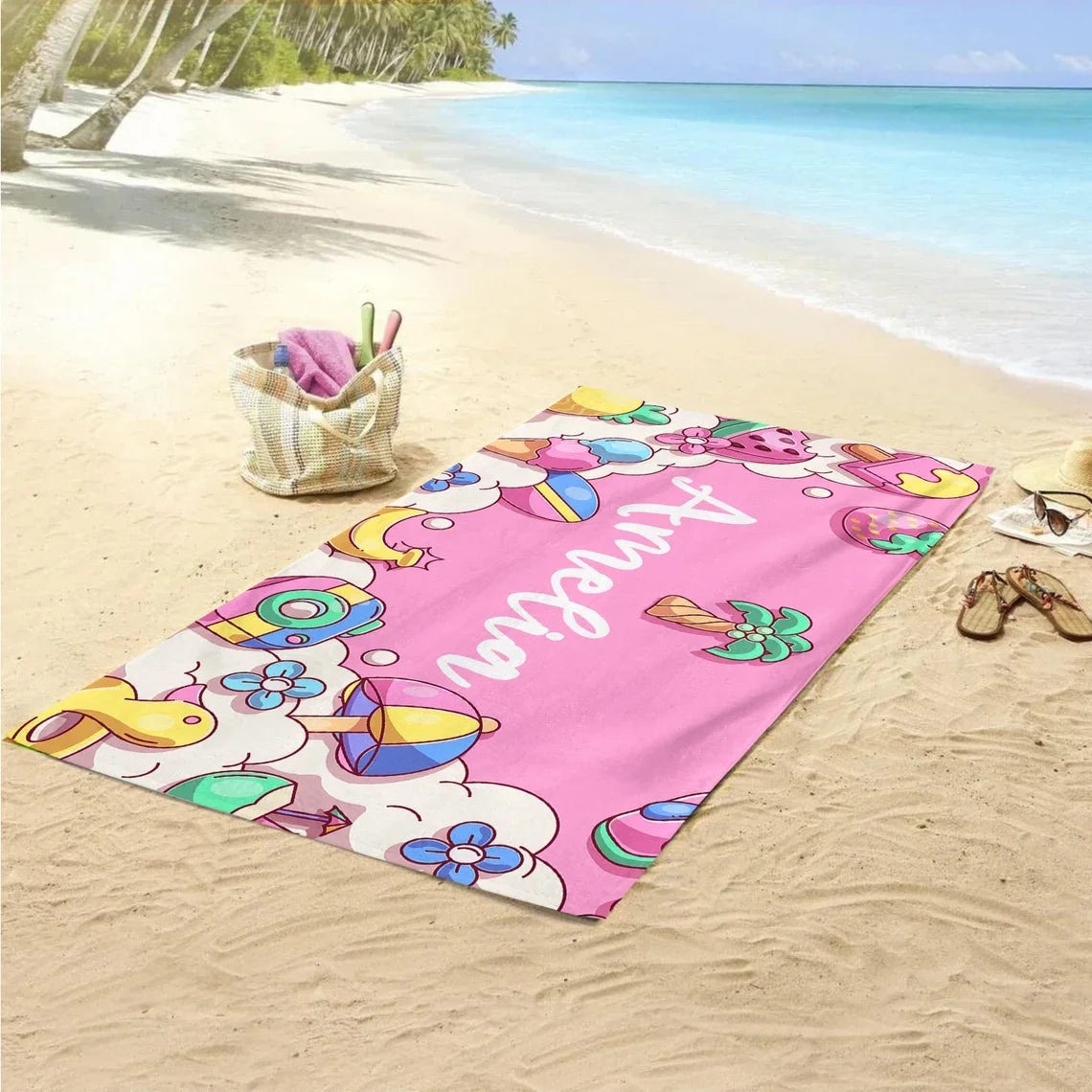 Personalisiertes Strandtuch Badetuch Geschenk für Schwimmer Outdoor-Pooltuch Geburtstagsgeschenk Mädchen Strandurlaub Großhandel