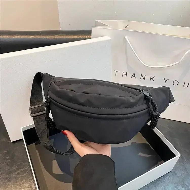 Fashion Nylon Crossbody Bags for Women Chest Bags Sling Waist Pack Canvas Waist Bag Casual Fanny Packs Sport Half Moon Belt Bag
