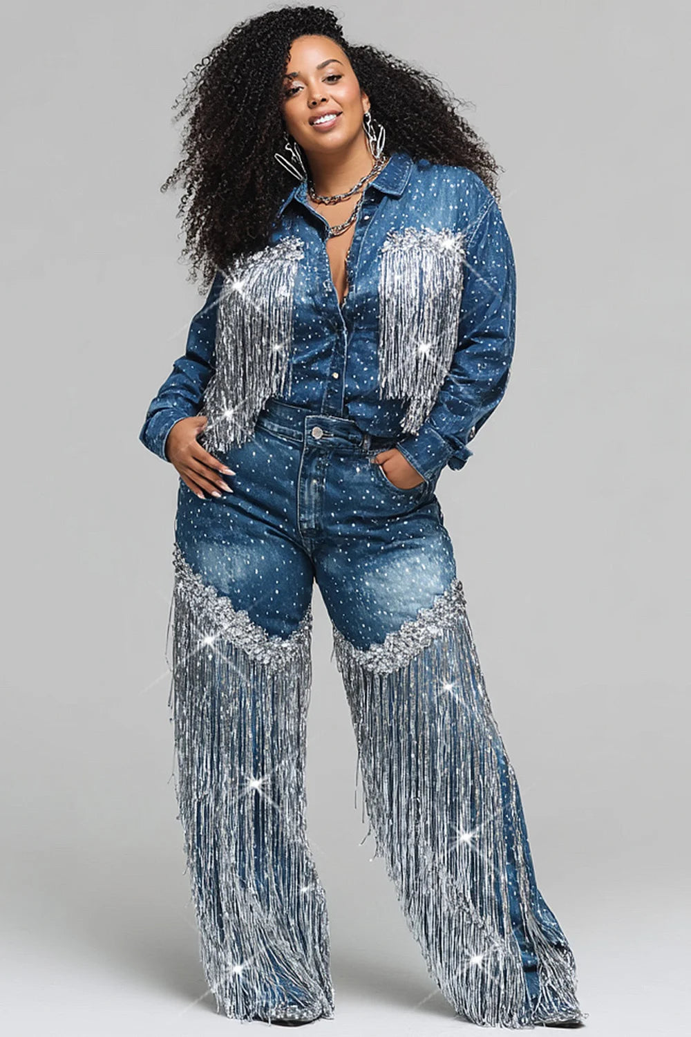 Women's Plus Size High-Waist Skinny Denim Jeans — Bleach Wash Festival Style