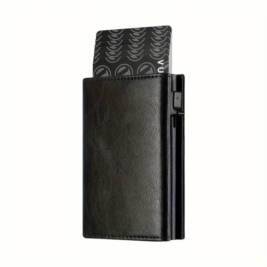 Men's Minimalist Metal Wallet with RFID Protection Slim Card Holder Money Clip