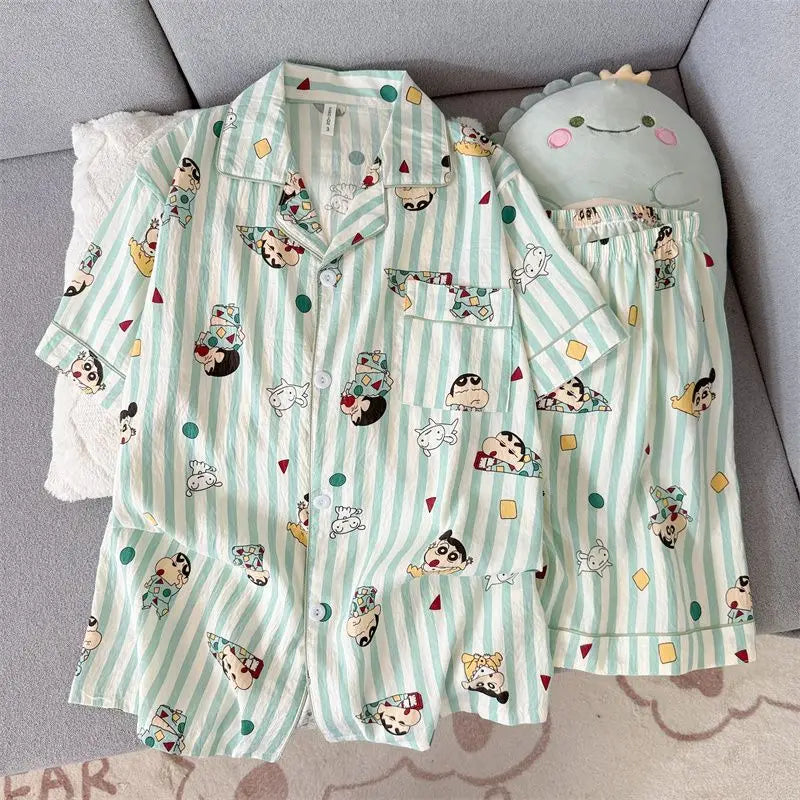 Crayon Shin-Chan Kawaii Pajamas Set — Short Sleeve & Shorts Anime Homewear