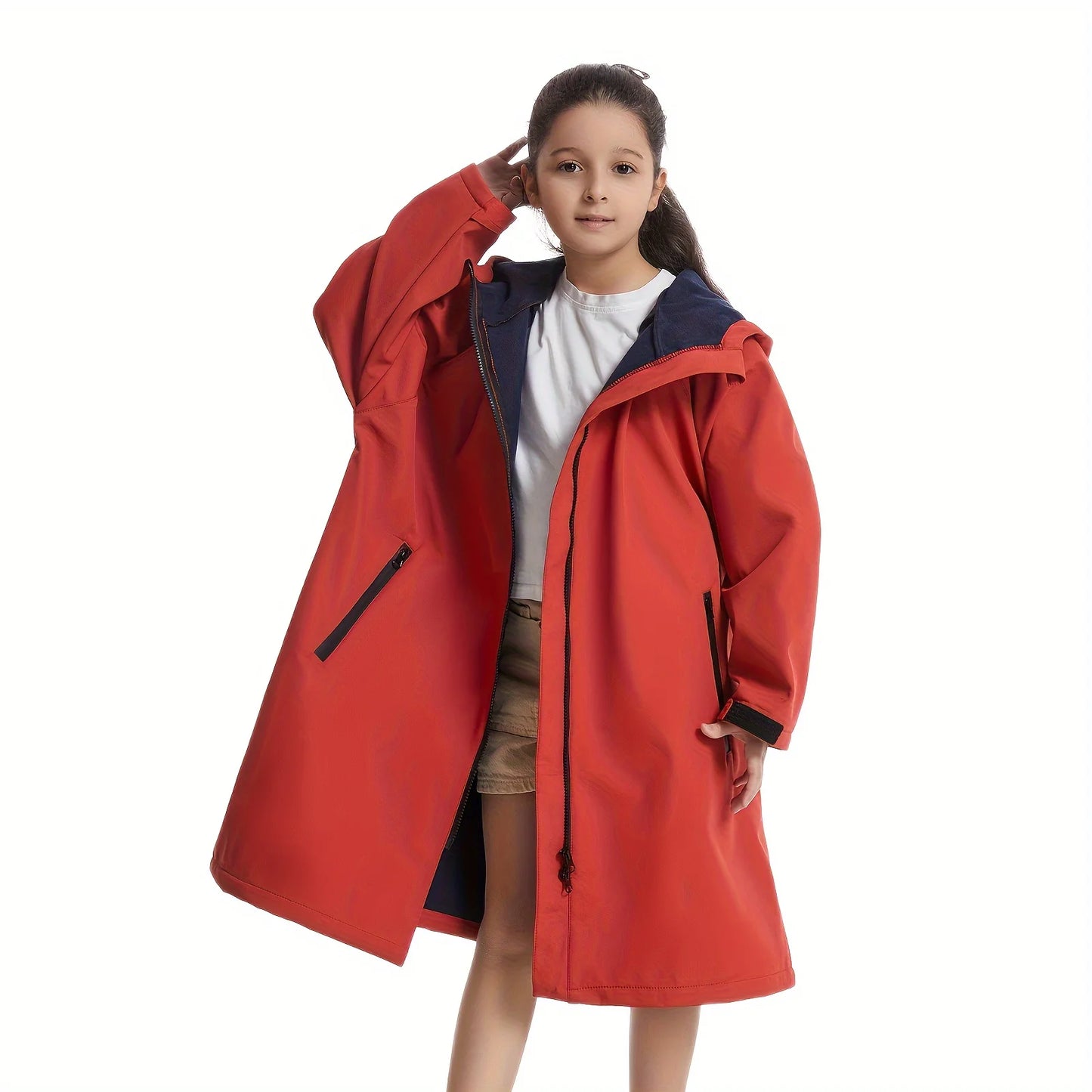 Long Sleeve Waterproof Surf Poncho – Hooded Windproof Changing Robe