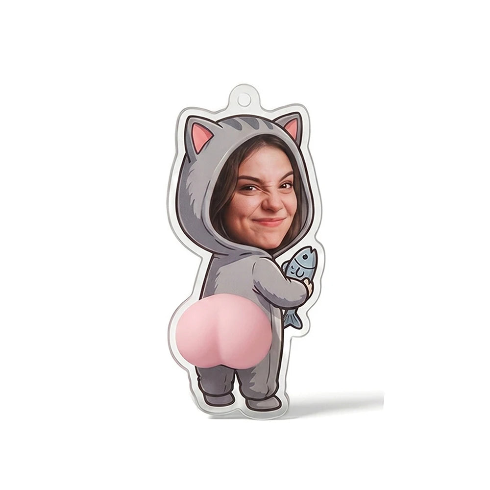 Personalized Funny Butt Keychain, Custom Photo Acrylic Bag Charm & Novelty Gift
