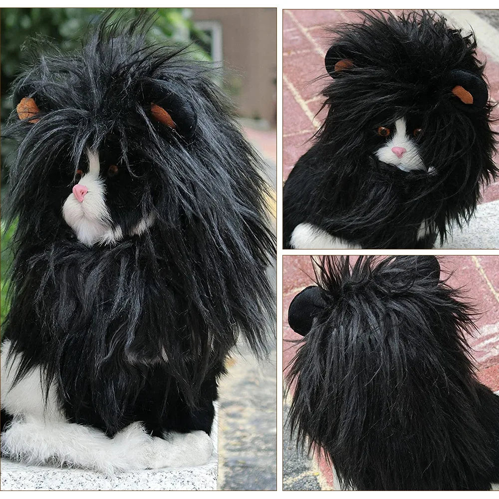 Pet Lion Mane Costume Wig — Funny Cosplay Hat with Ears for Cats & Dogs