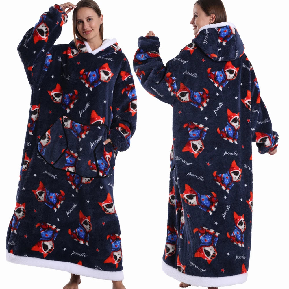 Cartoon Wearable Blanket Hoodie for Adults