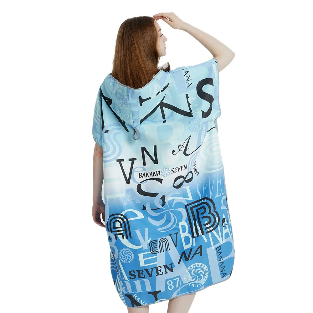 Microfiber Beach Poncho Towel – Quick-Dry Surf Changing Robe for Adults