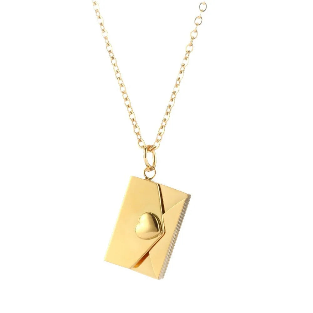 Personalized Photo & Text Envelope Locket Necklace