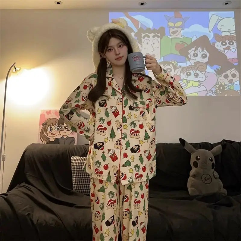 Crayon Shin-Chan Anime Pajamas Set — Women's Kawaii Cartoon Homewear