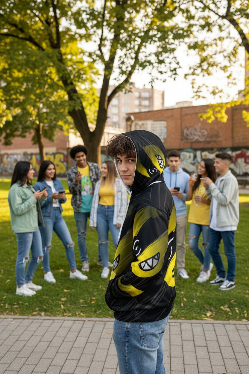 All-Over Print Warm Fleece Hoodie