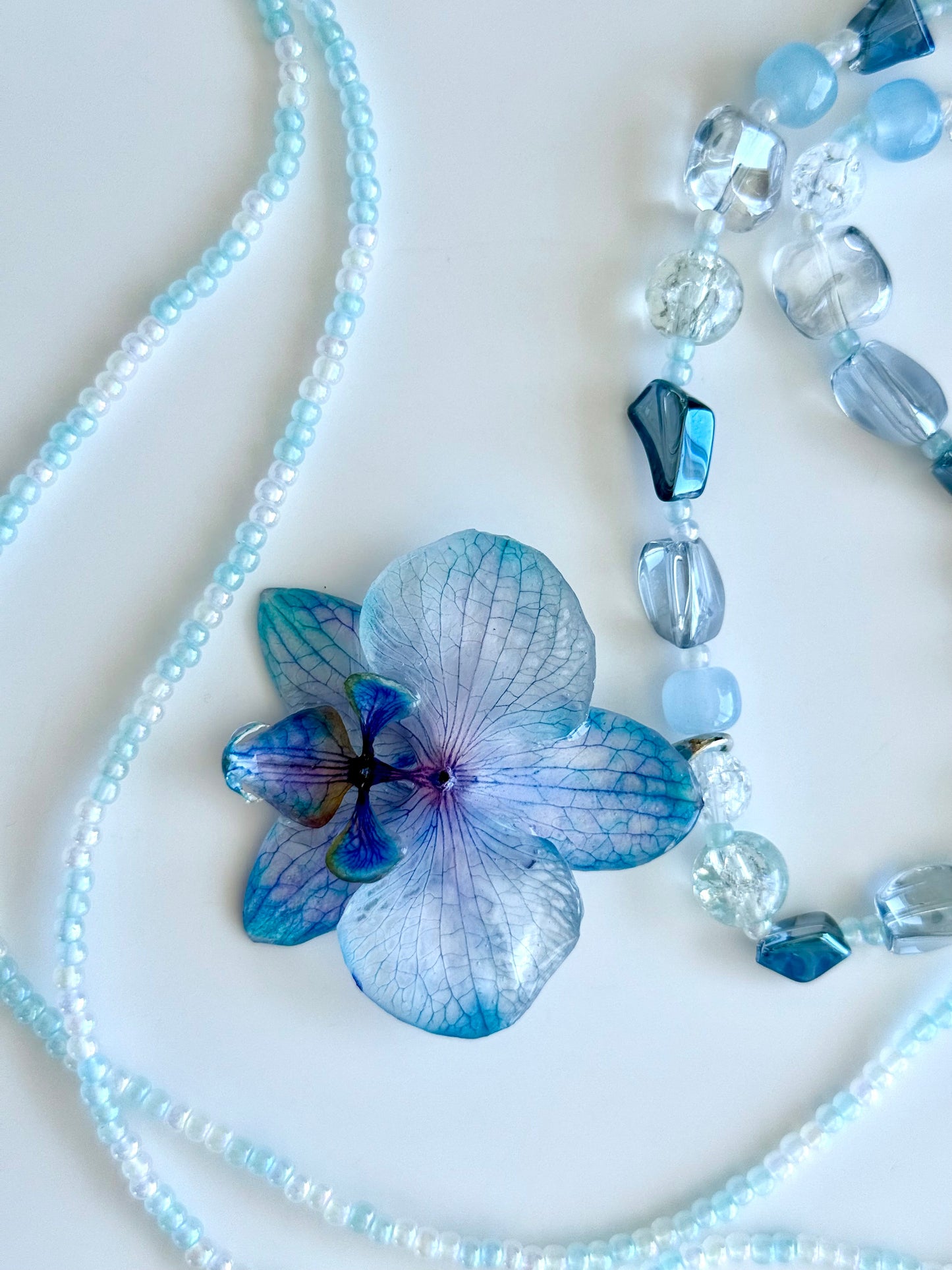 Handmade Baby Blue Orchid Necklace