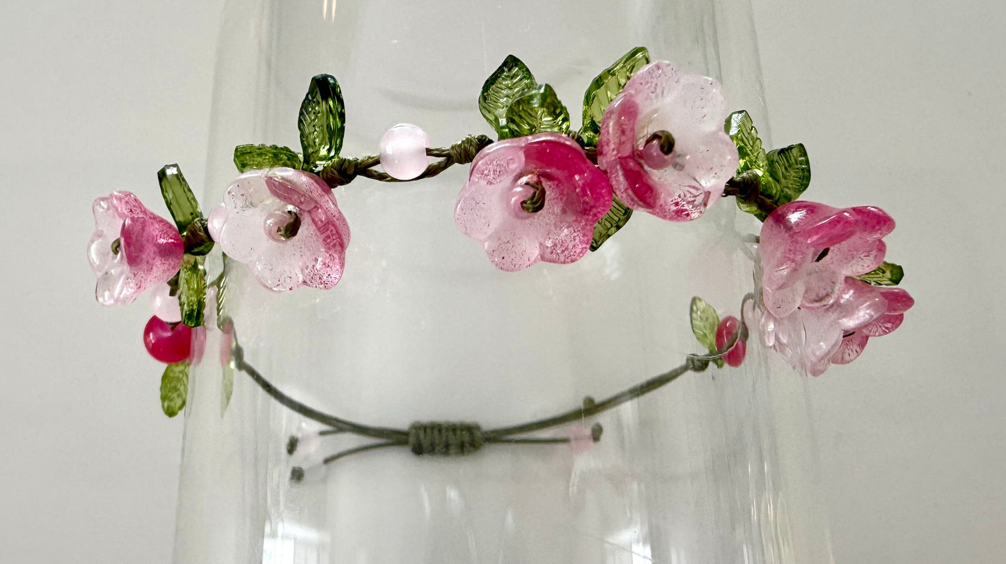 Handmade Blush Pink Tulip Flower Bracelet