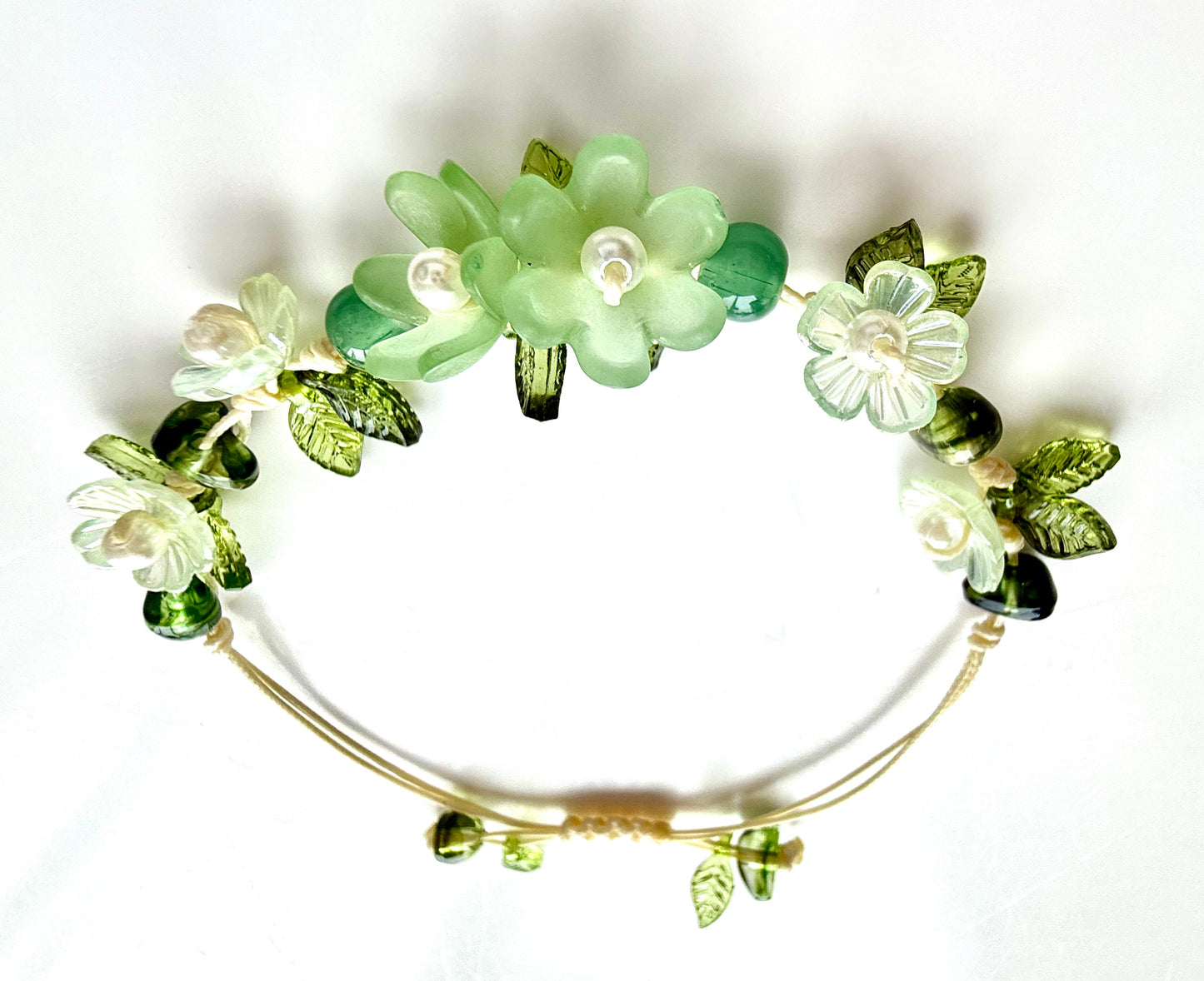 Handmade Green Flower Bracelet