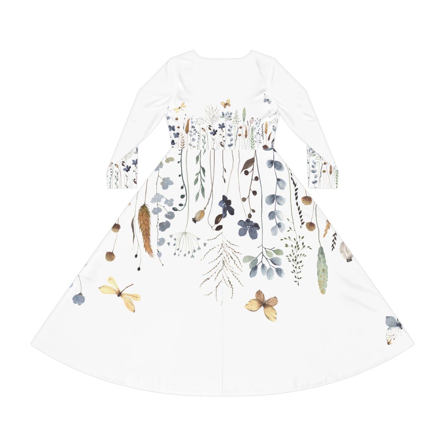 Floral Watercolor Midi Dance Dress — Long Sleeve Women’s AOP