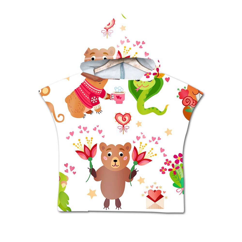 Printed hooded bath towel