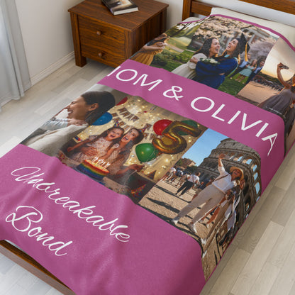 Personalized Photo Plush Blanket — “PRINT ON DEMAND ” Unbreakable Bond