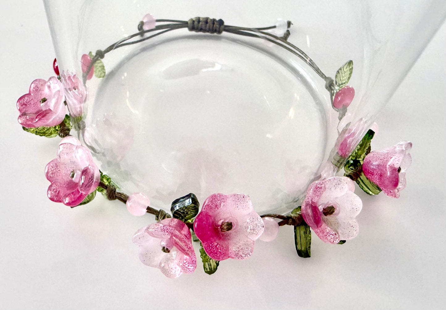 Handmade Blush Pink Tulip Flower Bracelet