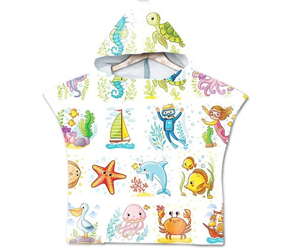 Printed hooded bath towel