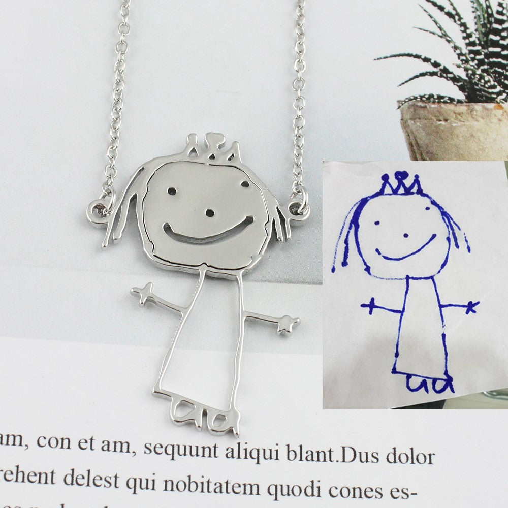Personalized Kids Drawing Jewelry — Custom Artwork Necklace, Bracelet, Brooch, Keychain, Pendant & Stud