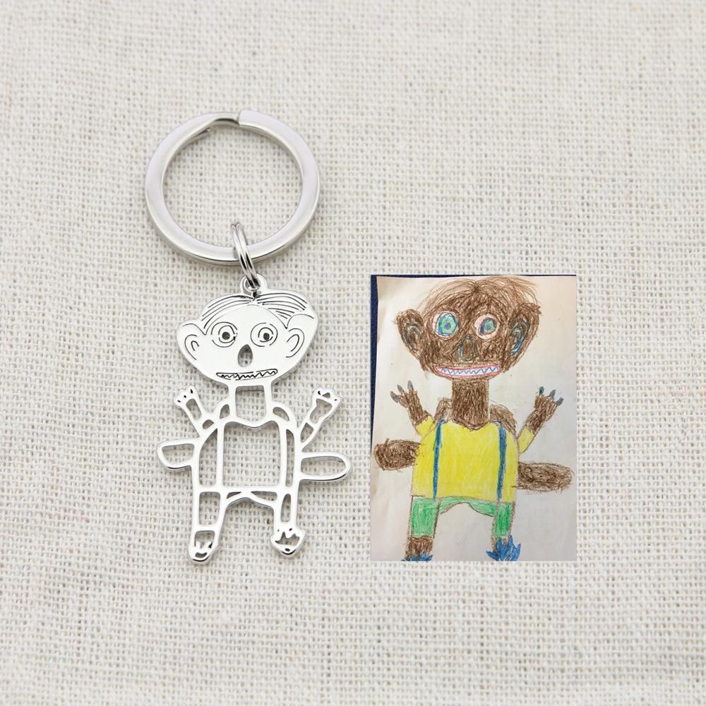 Personalized Kids Drawing Jewelry — Custom Artwork Necklace, Bracelet, Brooch, Keychain, Pendant & Stud