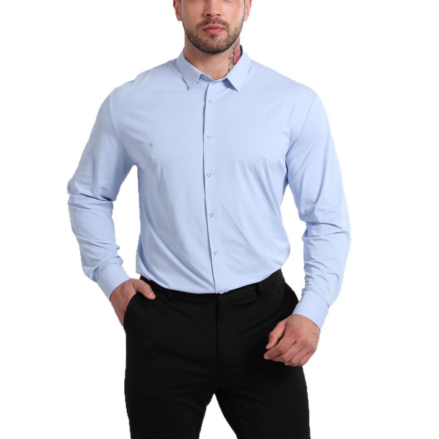 Camisa fresca de tacto sedoso y resistente a las arrugas, talla grande