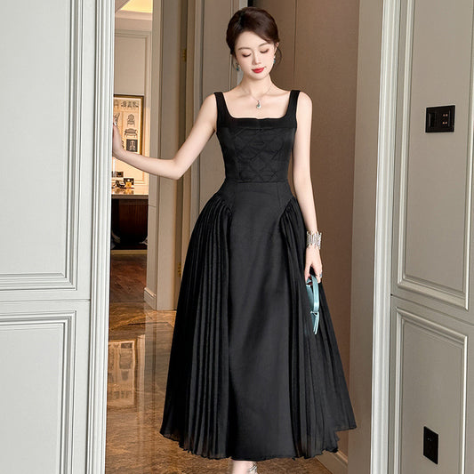 Design Sense Square-neck Cinched Pleated Dress