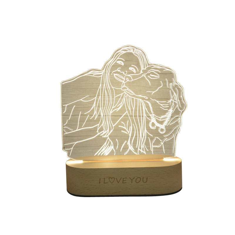 Personalized 3D Head Engraving Stereo Photo Light — Custom Gift for Mom, Dad & Couples