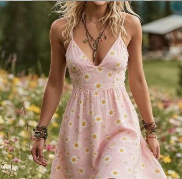 Womens Floral-print Summer Dress New Style
