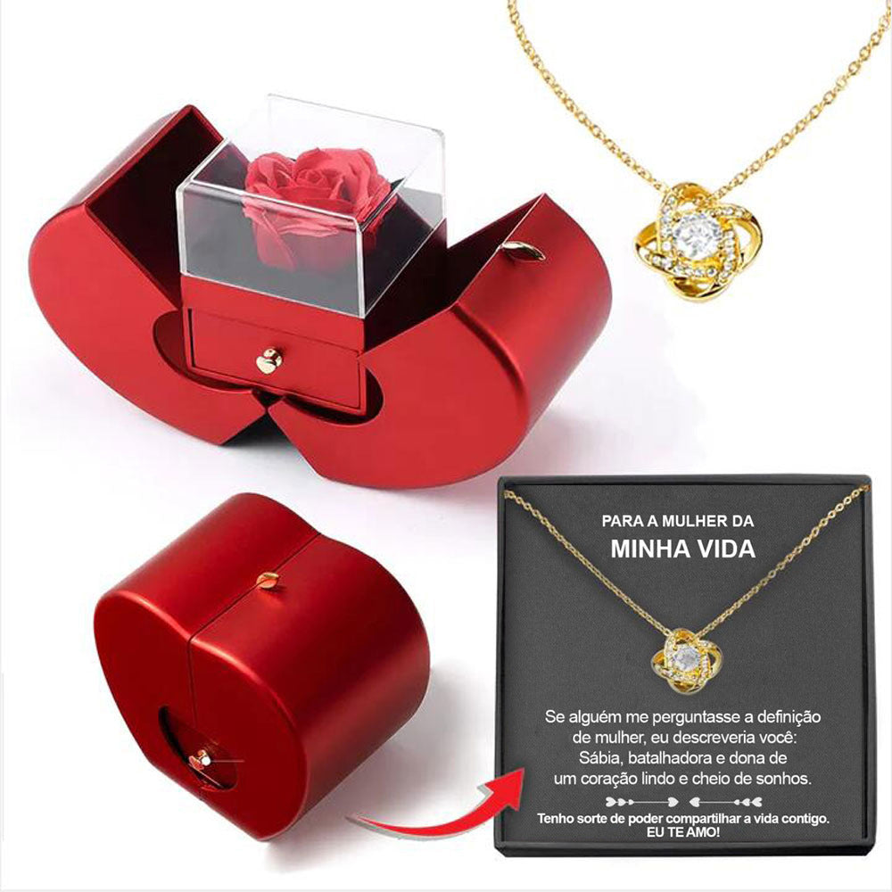 Eternal Rose Necklace Gift Box — Preserved Flower & Clavicle Chain for Women