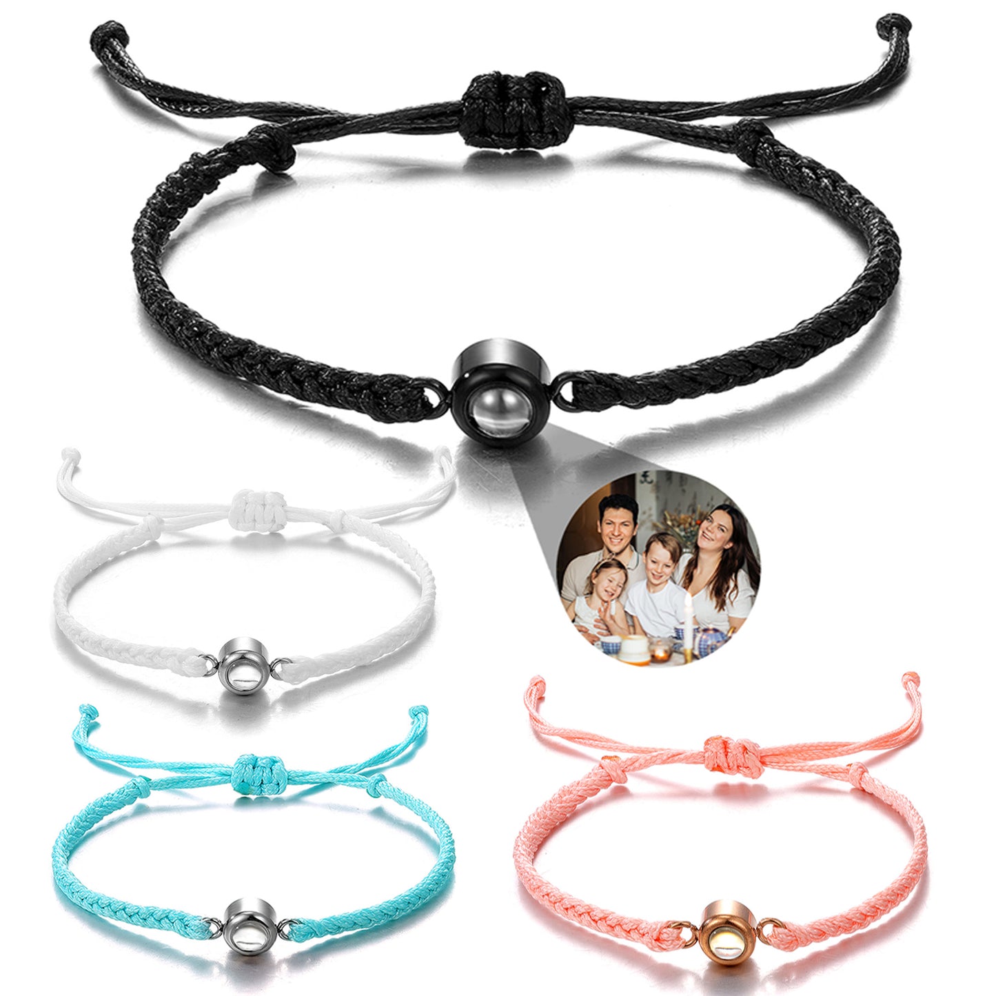 Personalized Circle Photo Projection Bracelet — Custom Memory Jewelry