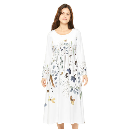 Floral Watercolor Midi Dance Dress — Long Sleeve Women’s AOP