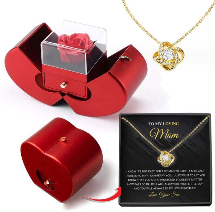Eternal Rose Necklace Gift Box — Preserved Flower & Clavicle Chain for Women