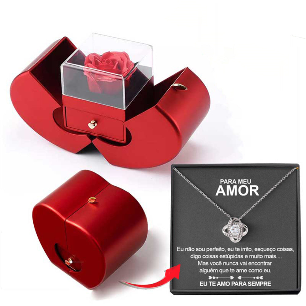 Eternal Rose Necklace Gift Box — Preserved Flower & Clavicle Chain for Women