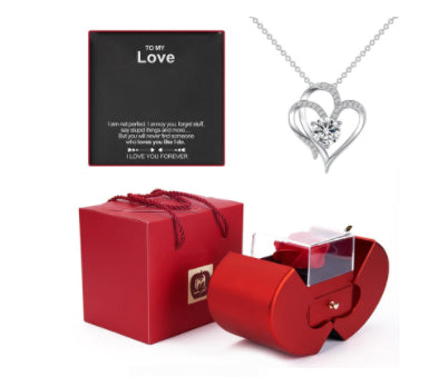 Eternal Rose Necklace Gift Box — Preserved Flower & Clavicle Chain for Women