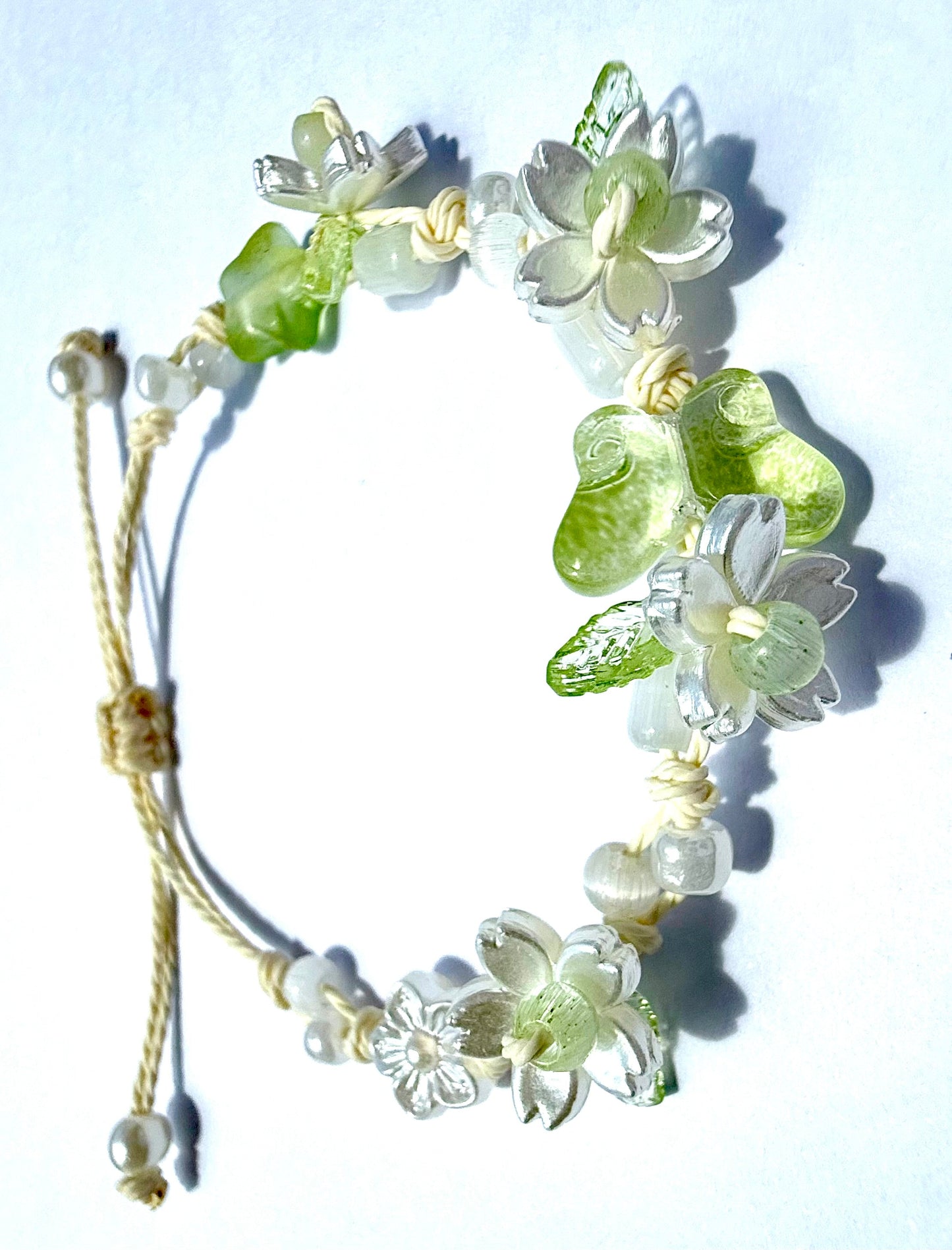 Green Butterfly Apricot Blossom Bracelet