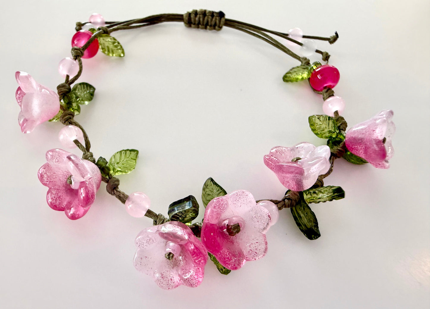 Handmade Blush Pink Tulip Flower Bracelet