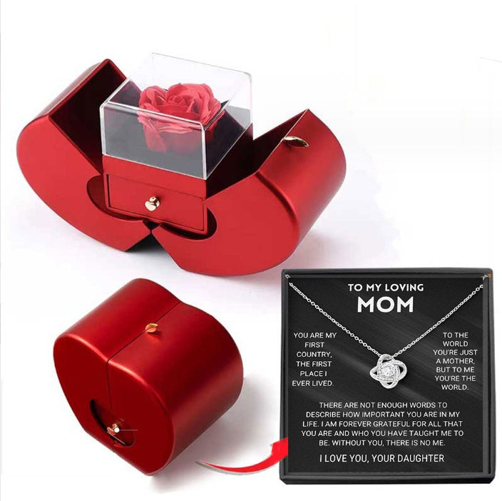 Eternal Rose Necklace Gift Box — Preserved Flower & Clavicle Chain for Women
