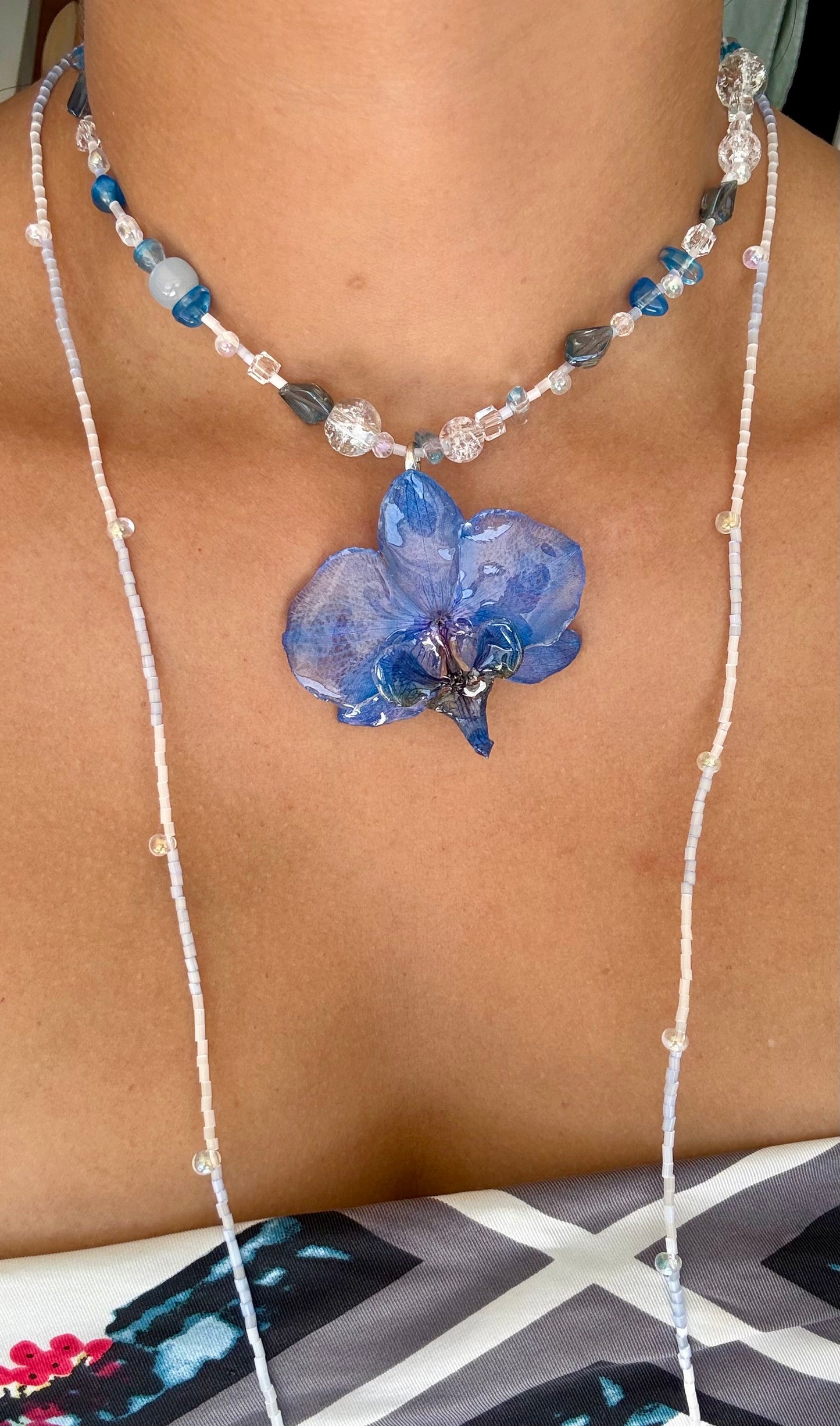Handmade Ocean Whisper Orchid Necklace