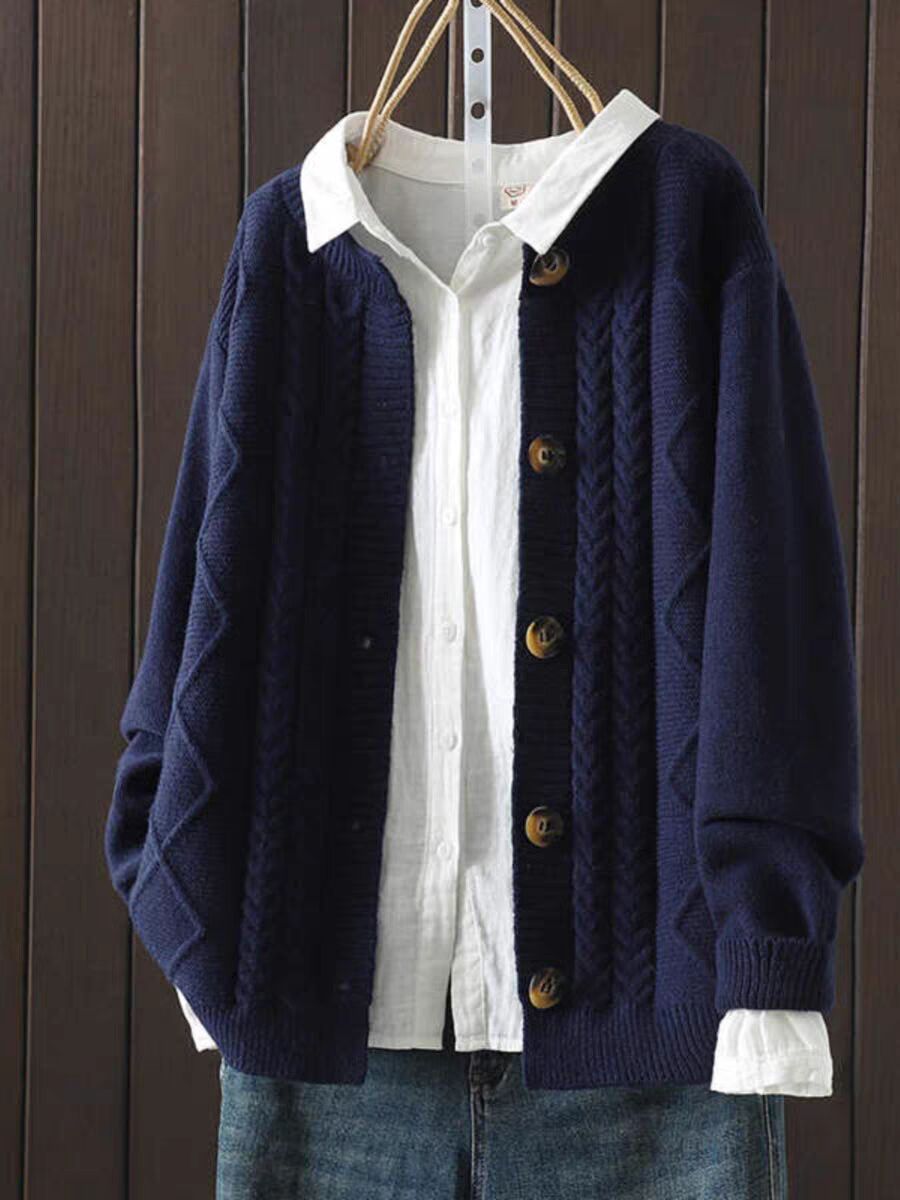 Cardigan Cable-Knit Sweater Coat For Women