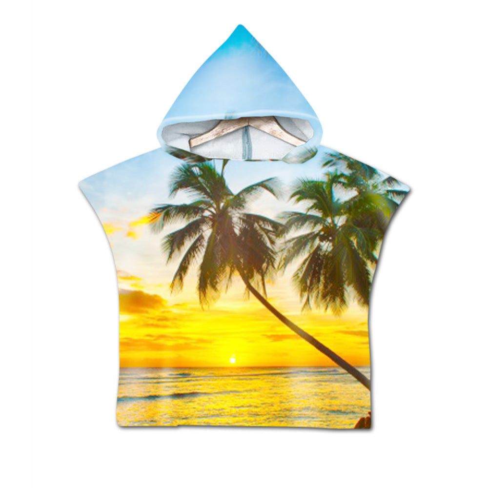 Printed hooded bath towel