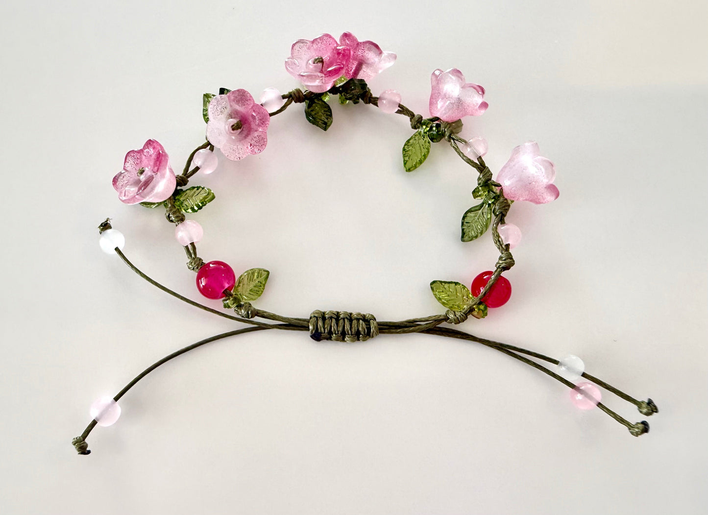 Handmade Blush Pink Tulip Flower Bracelet