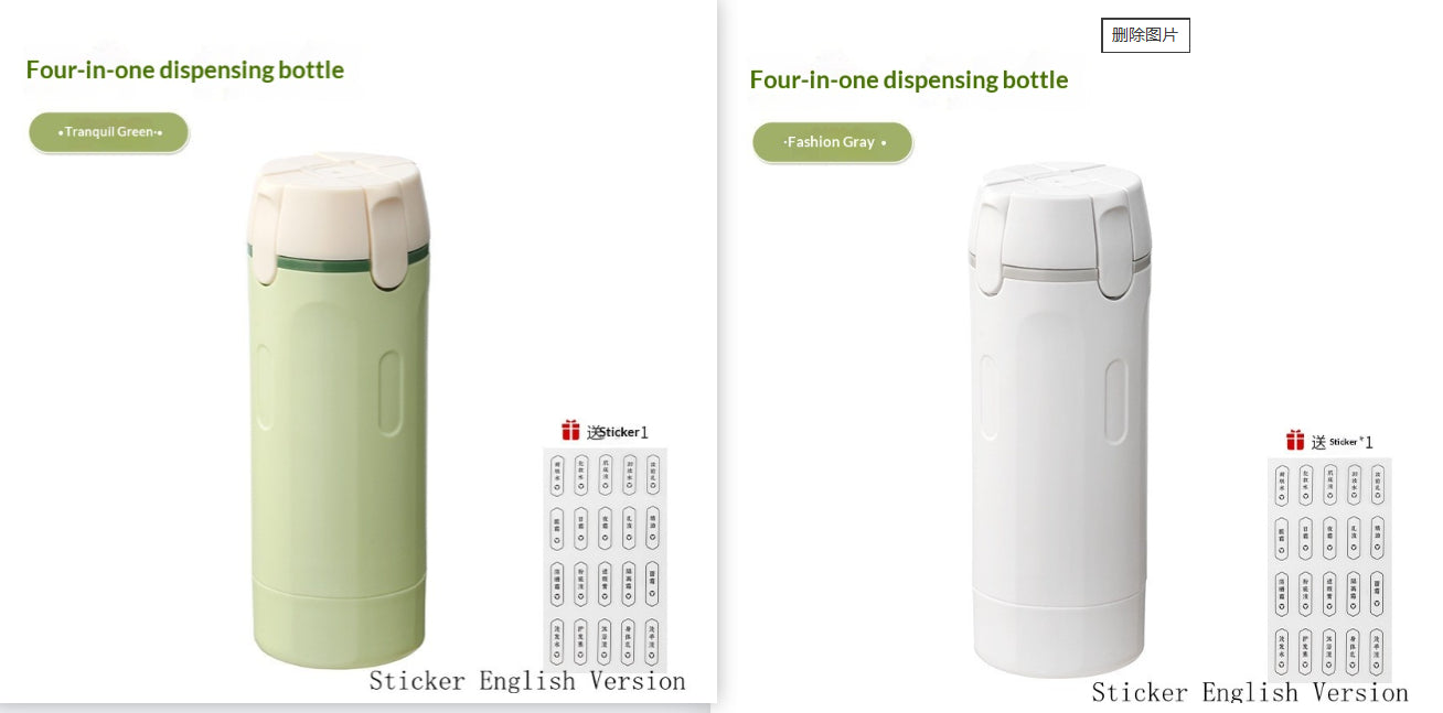 4-in-1 Travel Dispenser Set — Leak-Proof Refillable Bottles for Toiletries